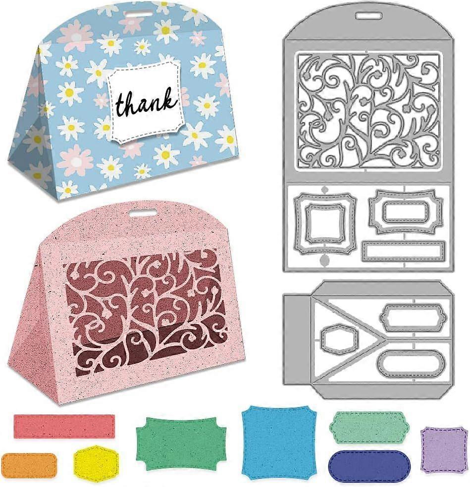 3D Vine Box Cutting Dies for Card Making Hollow Label Boxes Dies Carbon Steel Cut Die Border Stencils Scrapbooking Embossing Template for DIY Paper Cr