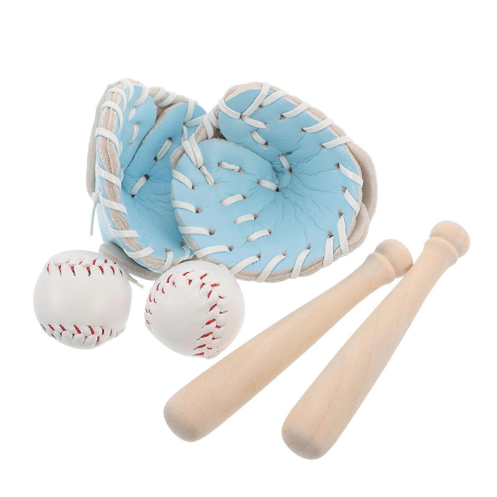 Miniature Baseball Glove and Bat Set for Playing 2Sets Family Friendly Kit