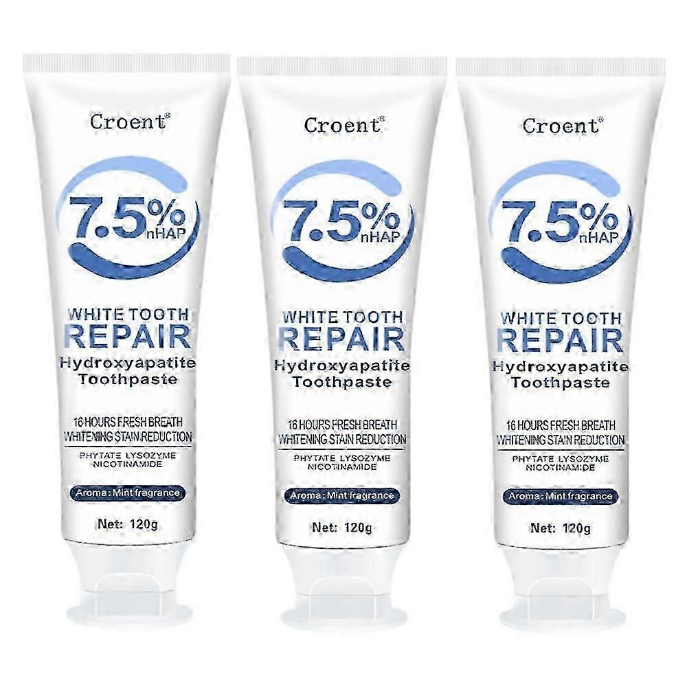 3PCS Hydroxyapatite Toothpaste for Advanced Enamel Protection, Refreshes Breath, Fluoride-Free Toothpaste for Sensitive Teeth