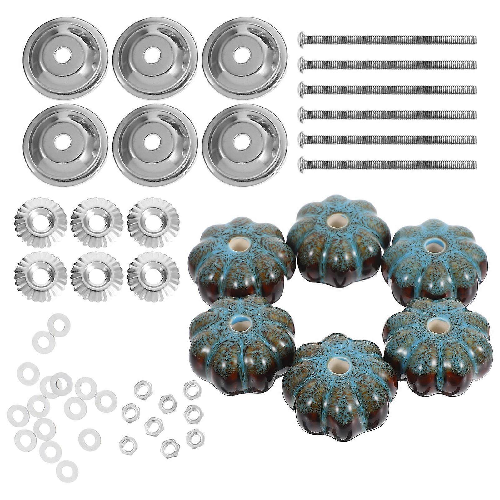 Decorative Pumpkin Ceramic Knobs for Cabinets with 6Pcs Set for Drawers