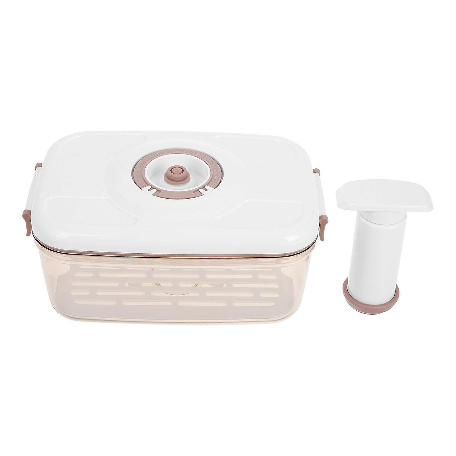 Food Vacuum Box for Fresh Preservation Container 1Set Beige Airtight Storage Box