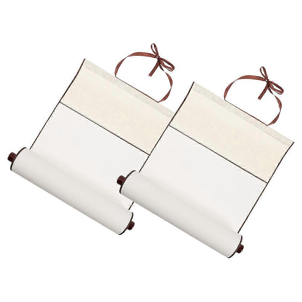 2Pcs Blank Calligraphy Paper Scroll for Painting Use White Multi-Function Scroll