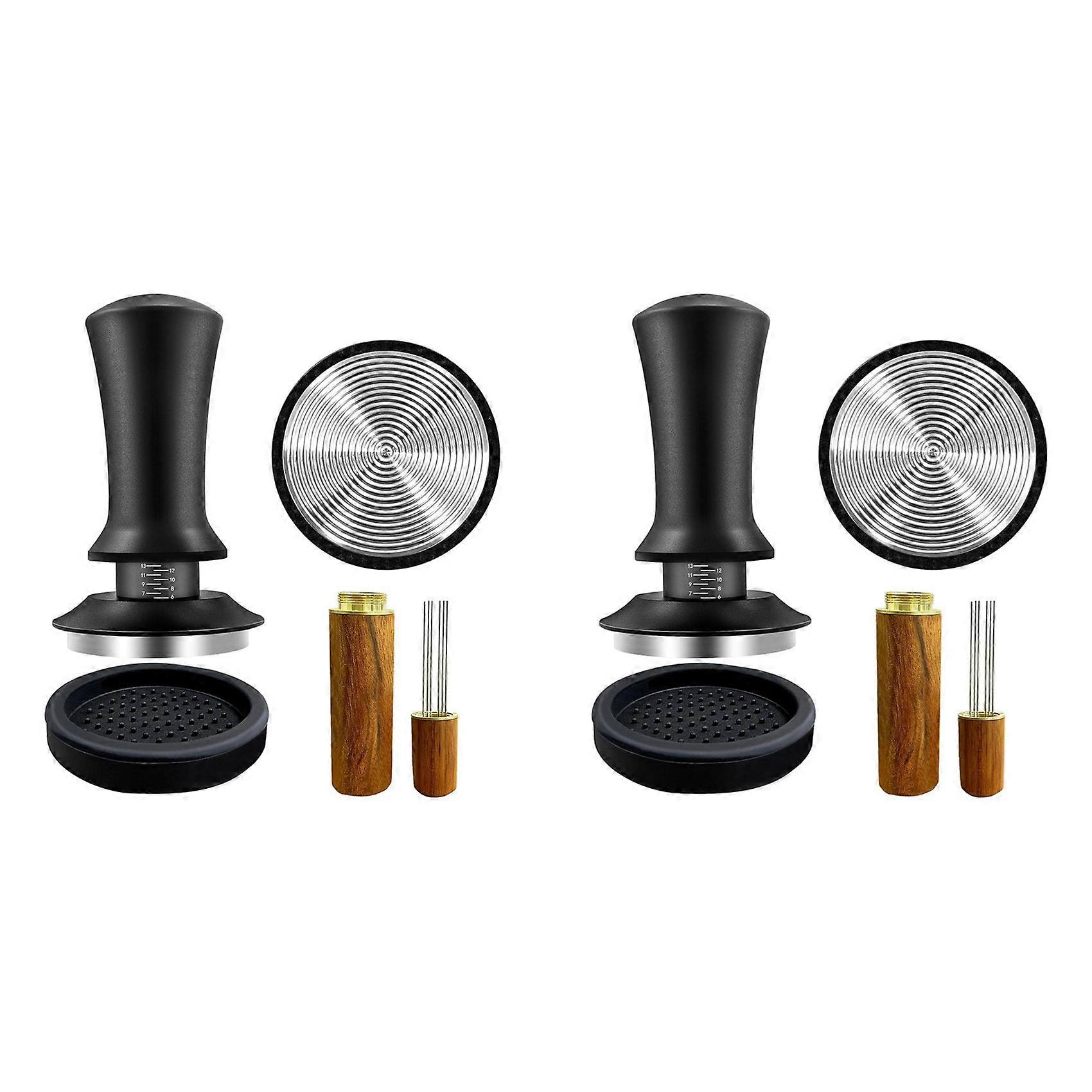 2X Coffee Espresso Tamper 51mm with WDT Tool Calibrated Spring Loaded, with Silicone Mat, for Espresso Coffee Machine