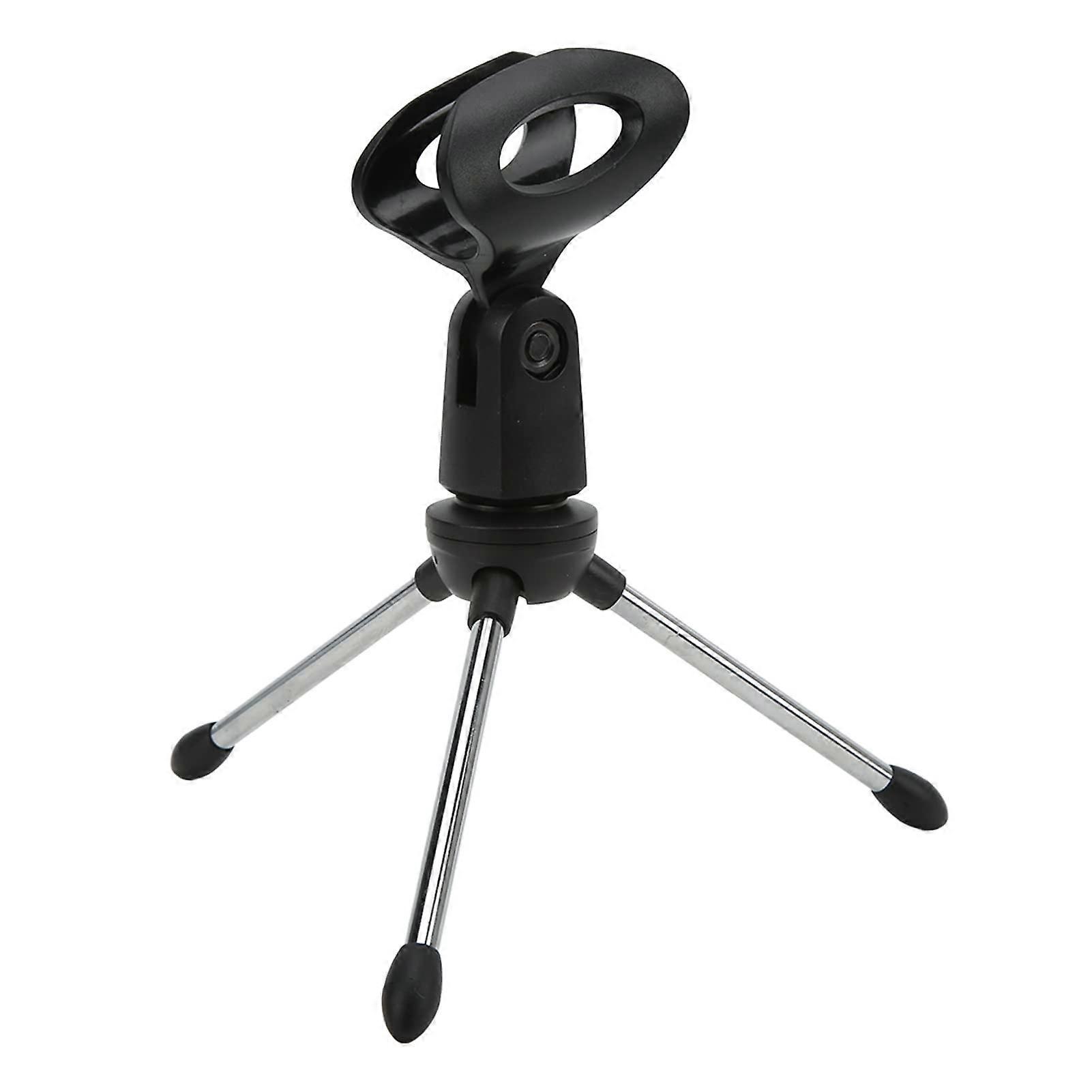 Microphone Stand Desk Tripod Adjustable Height, Detachable Desktop Mic Holder with 5/8-Inch Threaded Mount for Broadcasting