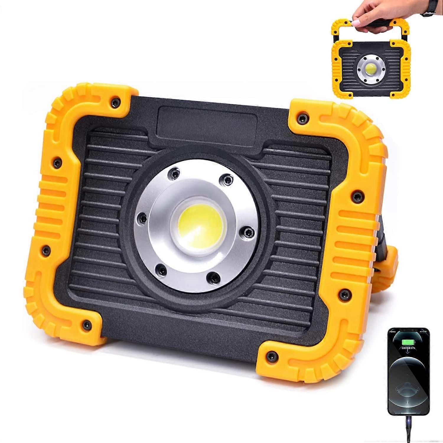 Rechargeable LED Work Light 30W Portable Flood Light IP65 Waterproof 750 Lumens Adjustable Stand