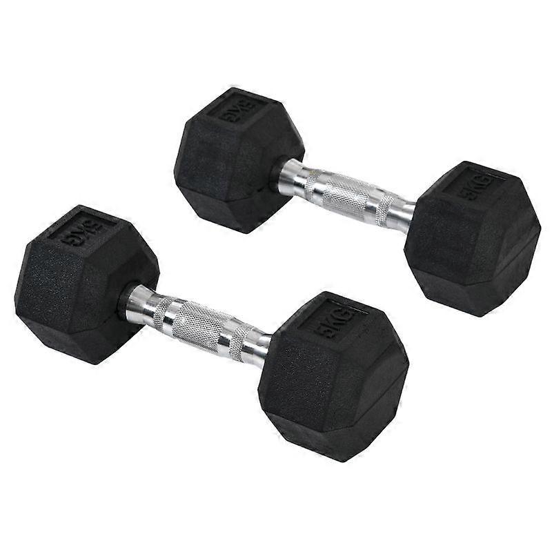 2x5kg Rubber Hex Dumbbells Set