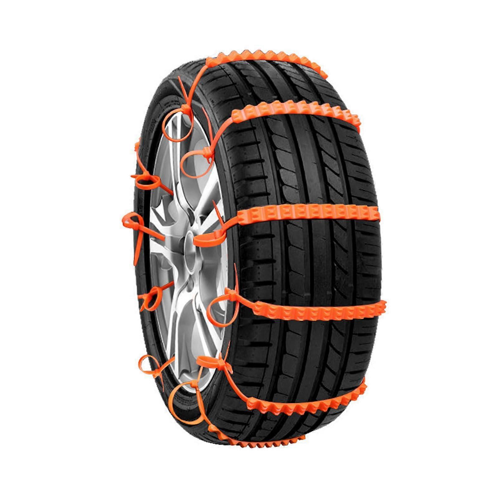 Snow Chains for Cars and SUVs 40PCS Orange Reusable Universal Emergency Lightweight Tire Traction
