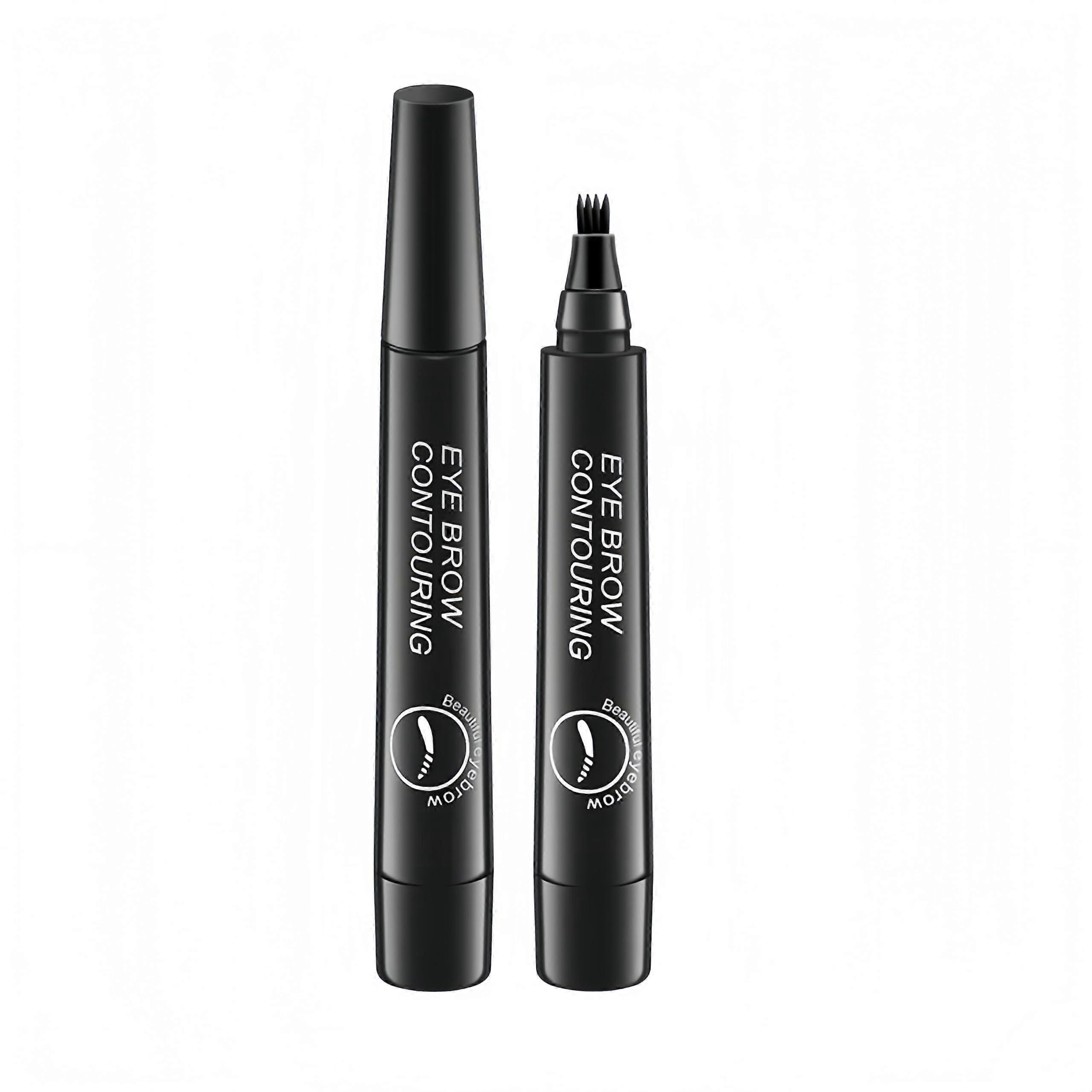 Waterproof 4Tip Microblading Eyebrow Pencil Black, LongLasting Natural 3D Brow Effect