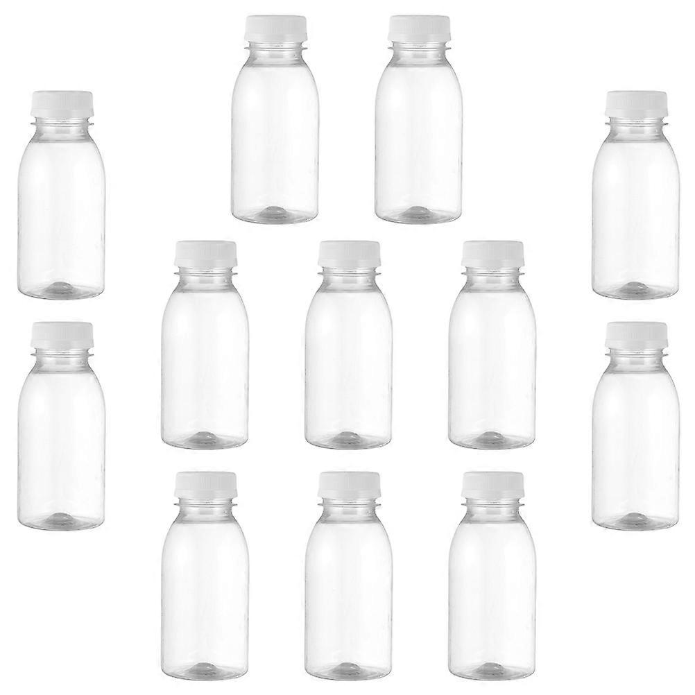 Clear Plastic Milk Storage Bottle Beverage Drinking Bottles Simple Shape Transparent 250ml Storage 12Pcs