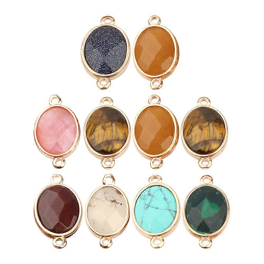 10Pcs Half Gemstone Connectors for Pendant Decoration with Stone