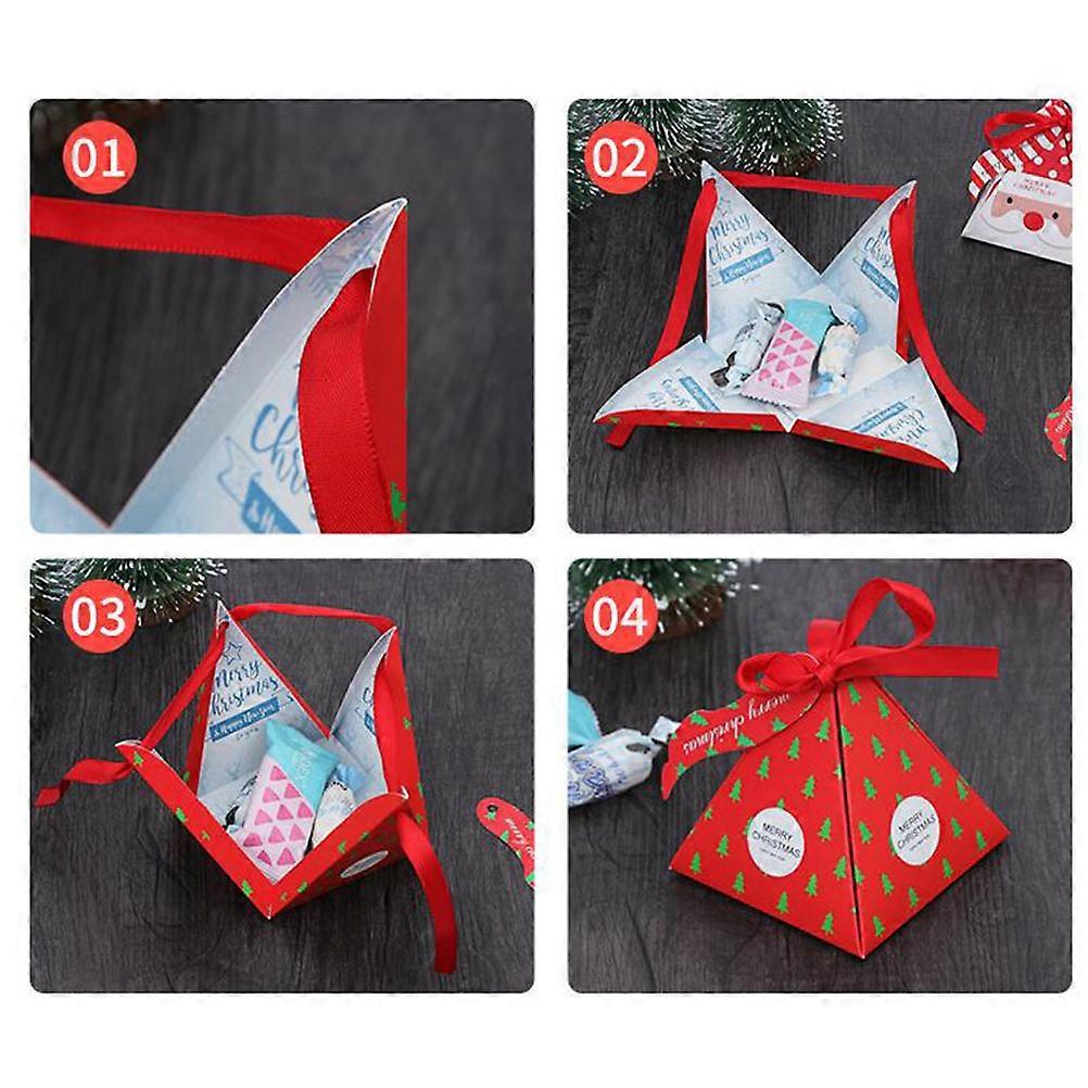 Empty Chocolate Boxes Santa Claus Pattern Gift Containers for Kids Parties 1Set