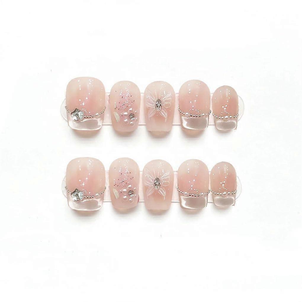 Handmade Acrylic Press On Nails Kit Square Shape False Nails with Tool Set Salon Quality