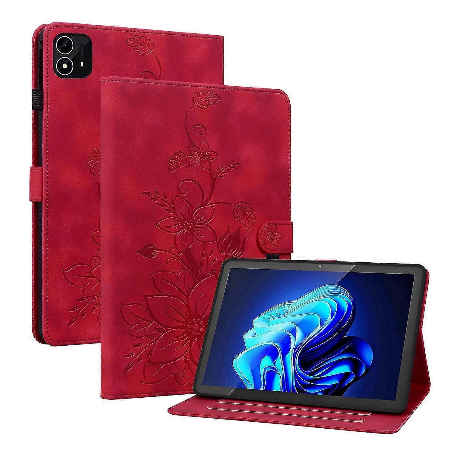 2026 Lily Embossed Leather Tablet Case