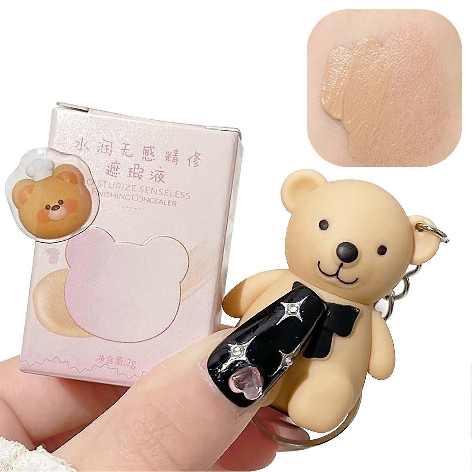 Liquid Concealer Dual Shade Bear Keychain Full Coverage Waterproof Matte Finish for Dark Circles