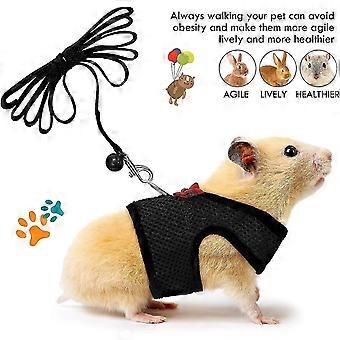 4 Pieces Guinea Pig Harness And Leash Soft Mesh Small Pet Harness With Bowknot Bell, No Pulling Comfort Padded Vest For Guinea Pigs, Ferret,