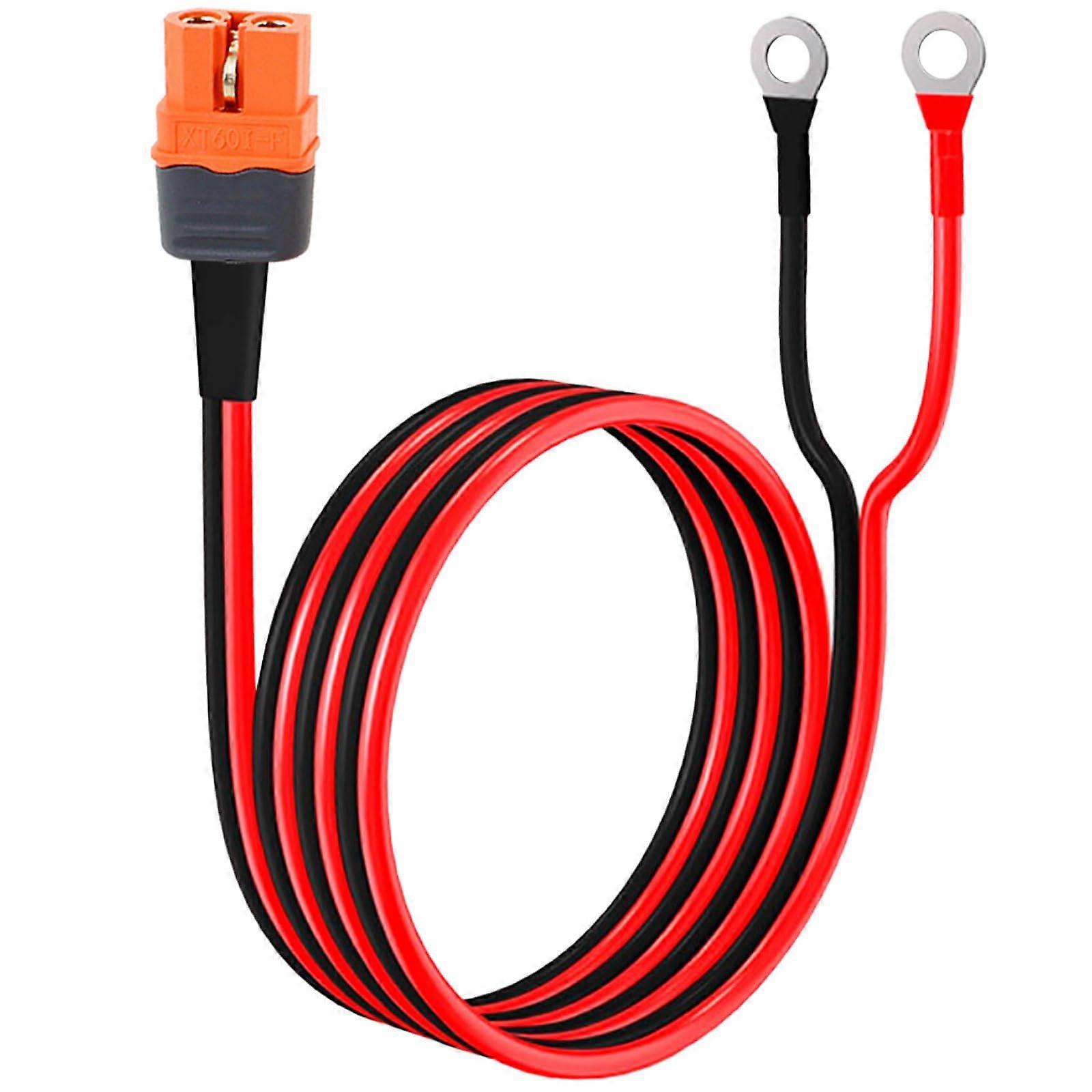 XT60i Extension Cable 5FT 10AWG with Ring Terminals for Solar Panels and Battery Connection
