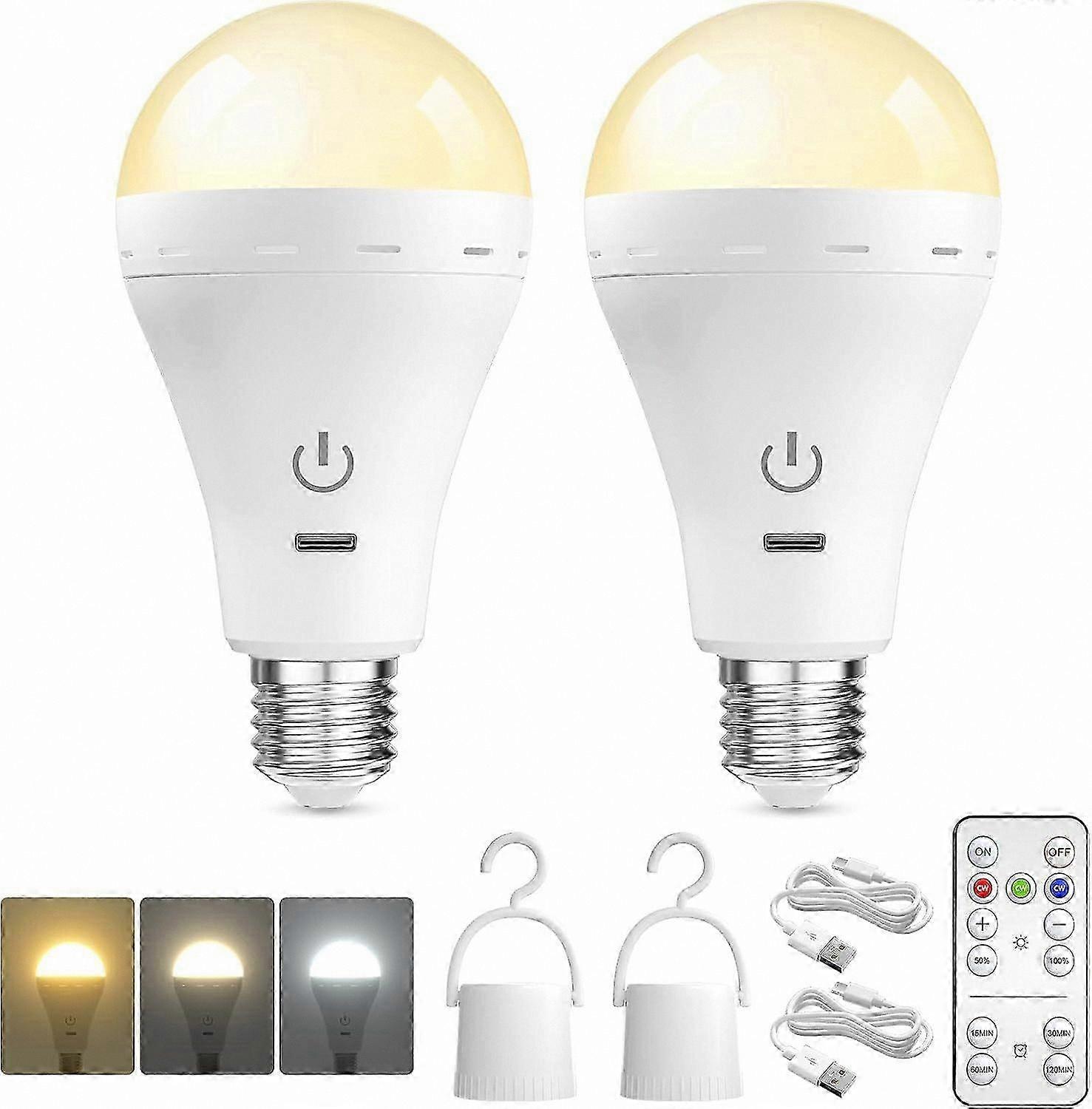 Rechargeable Light Bulb with Remote, 3 Color Modes, USB Rechargeable Emergency Light