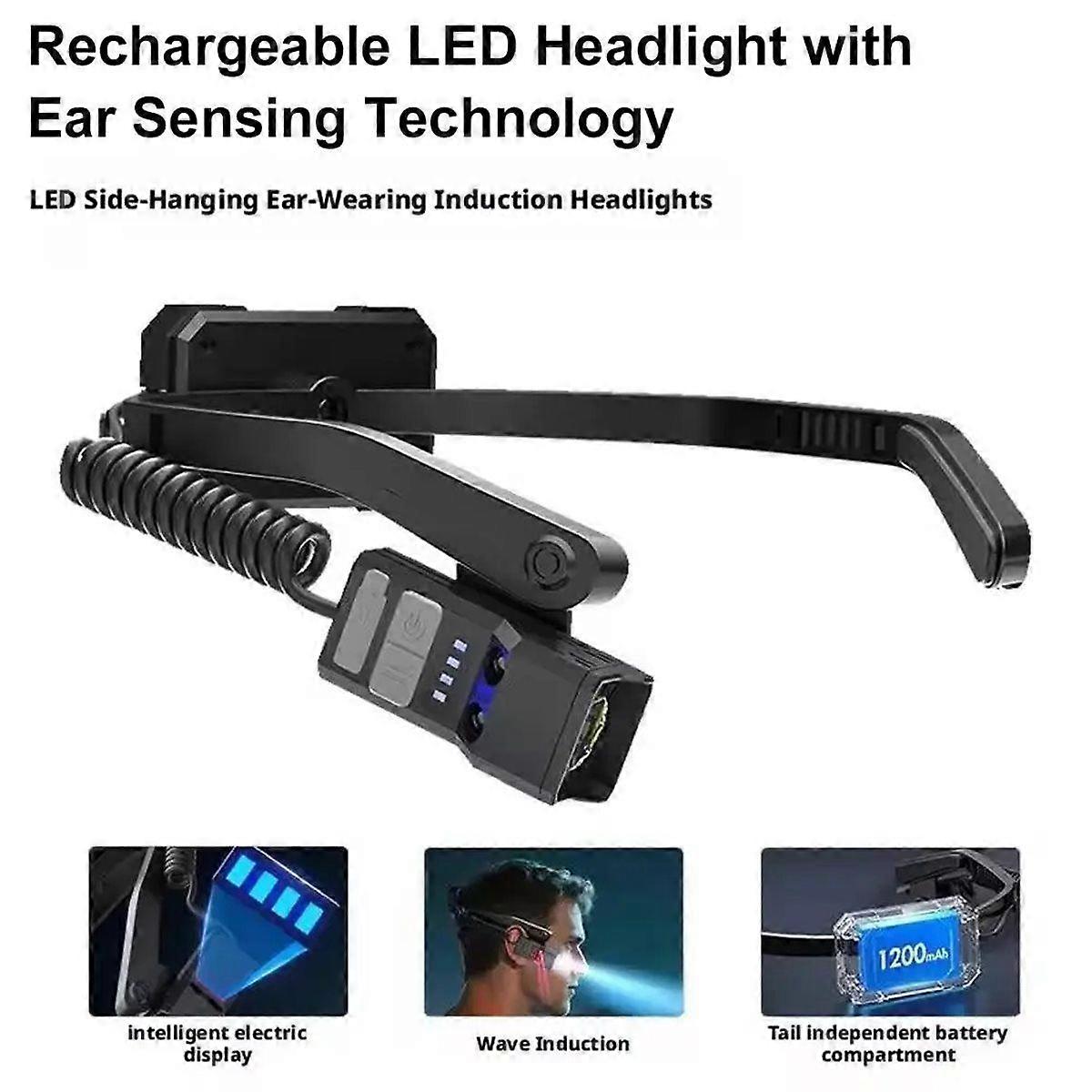 Headlamp Hand Wave Control Ultra Light-Weight Adjustable Brightness LED for Camping Running