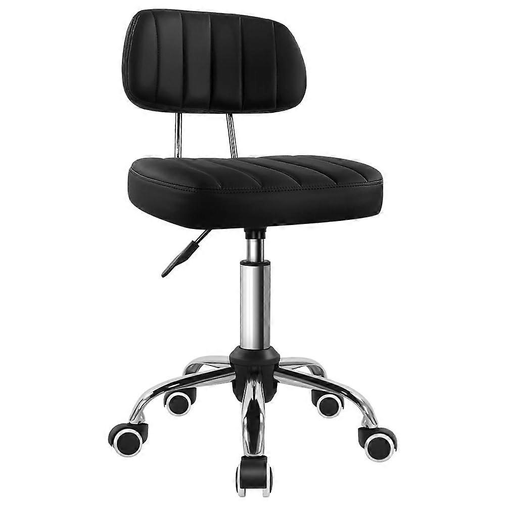 Adjustable Swivel Stool with Ergonomic Backrest, Height Adjustable Rolling Chair for Salon Spa Massage Work, Black