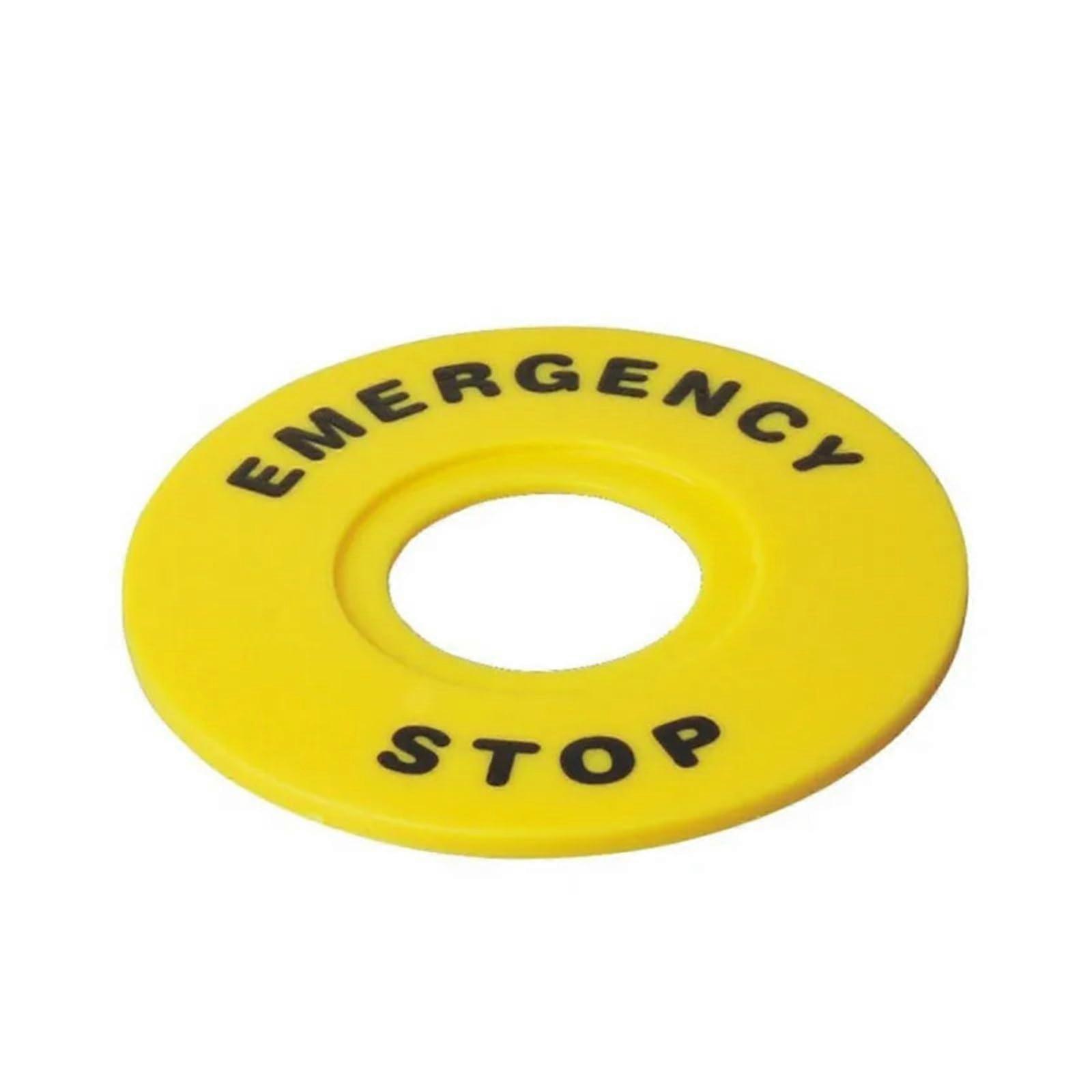 10pcs 60mm Yellow Emergency Stop Button Legend Plate Set, Visibility Replacement Label Ring for Control Panels