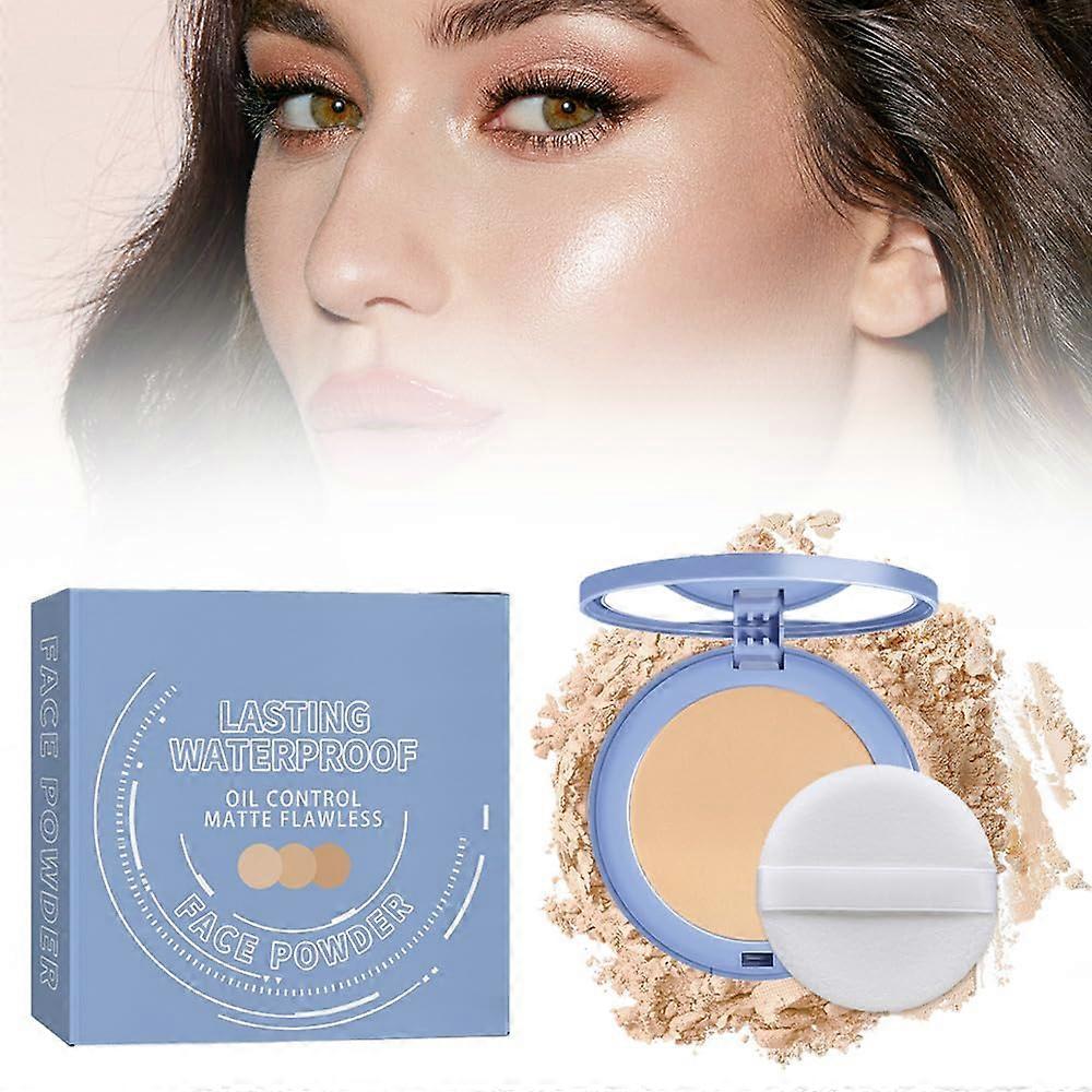 Matte Pressed Powder Natural Beige Waterproof Oil Control Setting Powder with Pore Blurring Coverage