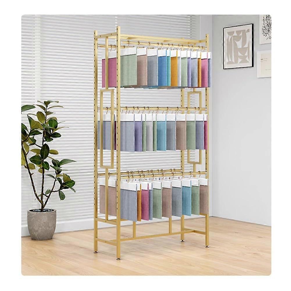 Fabric Display Rack DoubleSided Adjustable Gold Textile Storage Stand 120x40x200 cm