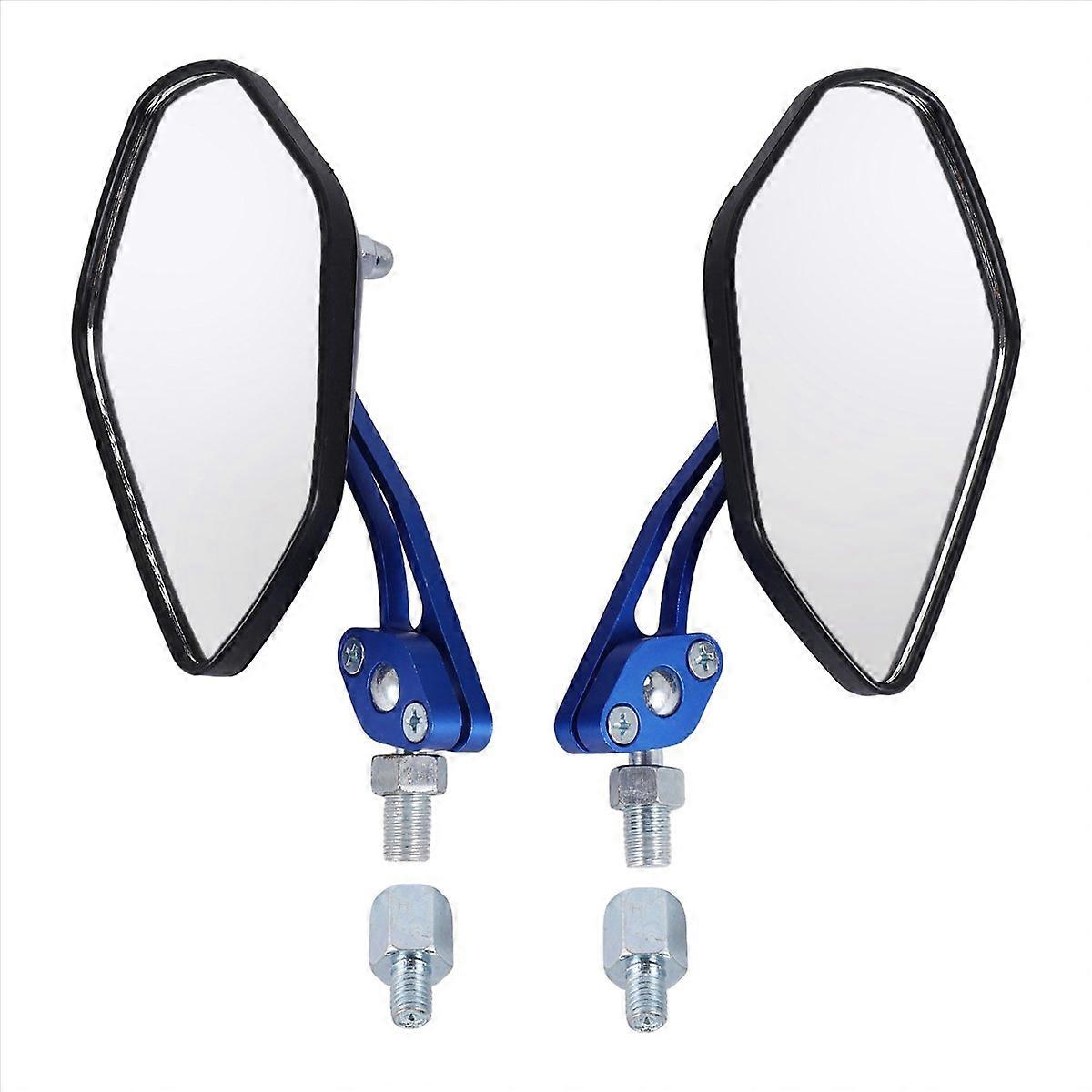2PCS Motorcycle Rearview Mirrors Rotation 8 / 10Mm Black+Blue