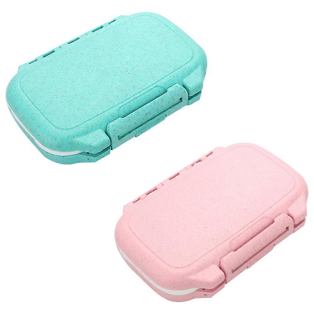 Portable Plastic Medicine Box Pill Case for Storage 2Pcs Practical Holder