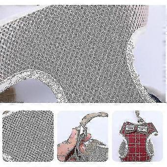 Set met tuigje en riem voor kleine honden, kattenvest, tuigje met strik, gevoerde riem van mesh - XY