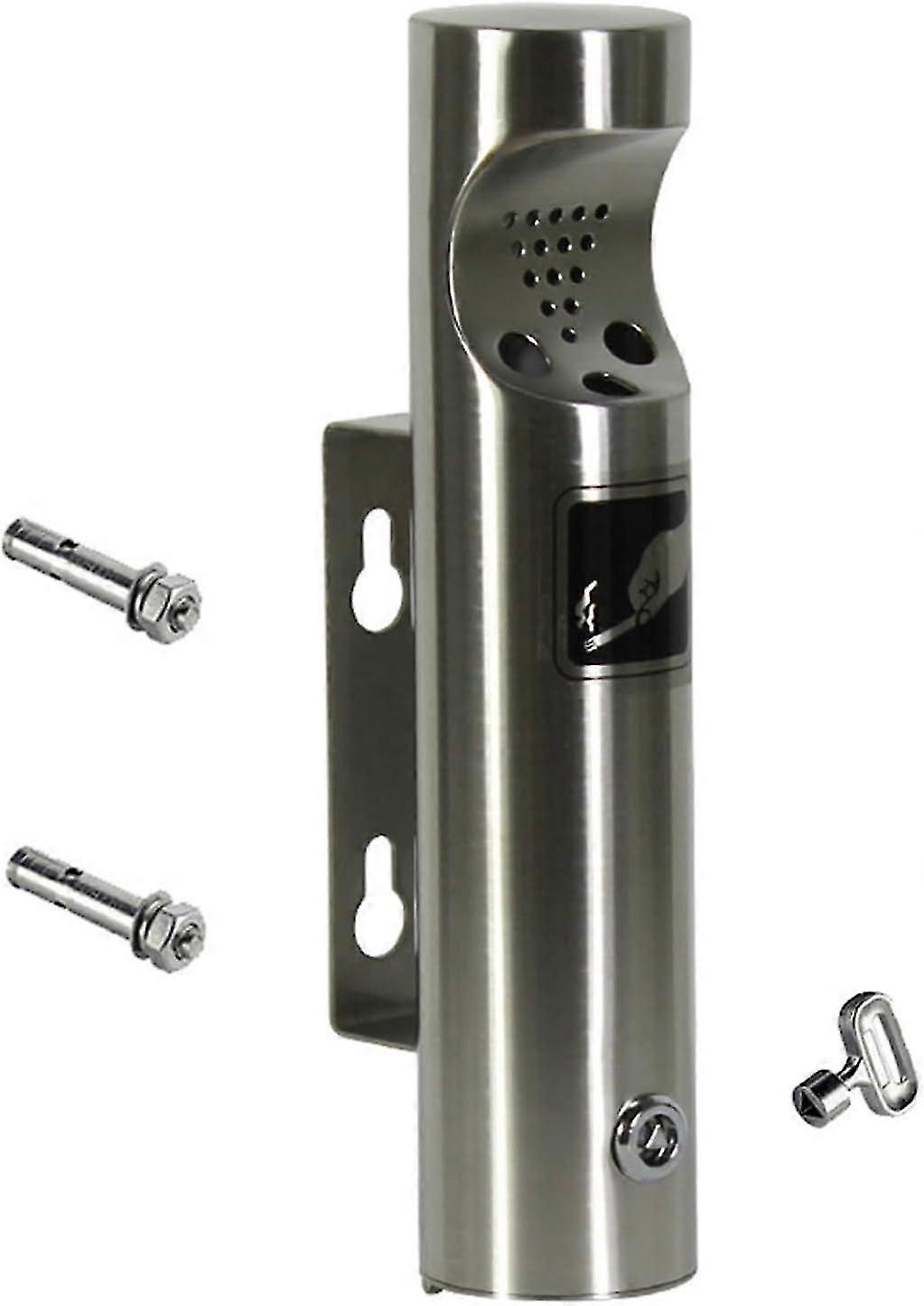 Wall Mounted Ashtray Cigarette Bin, Smokeless, Waterproof, Silver, 30cm
