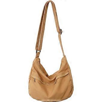 Canvas Messenger Bag Stor Hobo Crossbody-väska med dragkedja Casual Axelväska för kvinnor och män