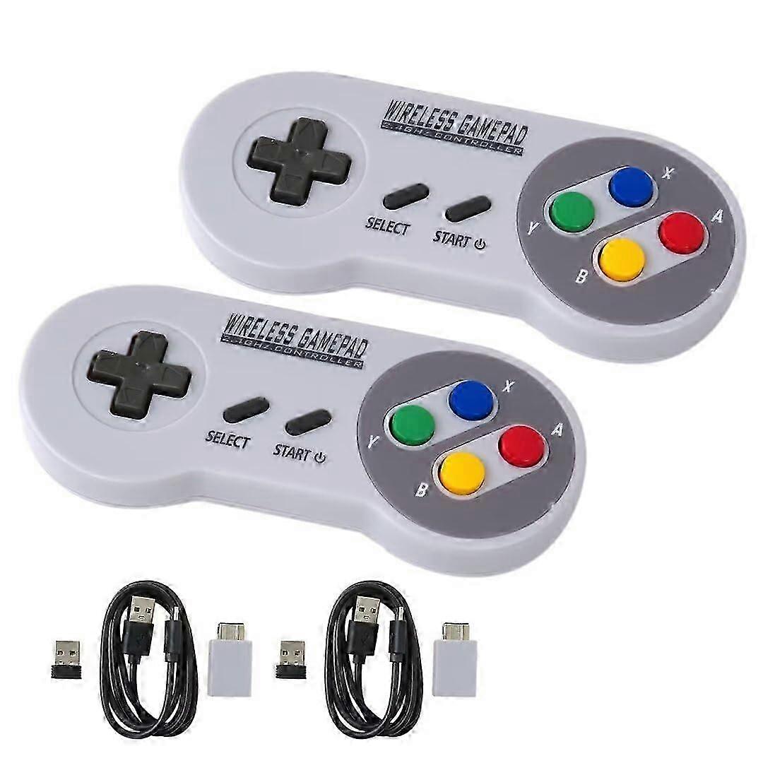 2Pack Wireless Controller for SNES with USB Receiver, 100H Battery, PC Mac Raspberry Pi Support