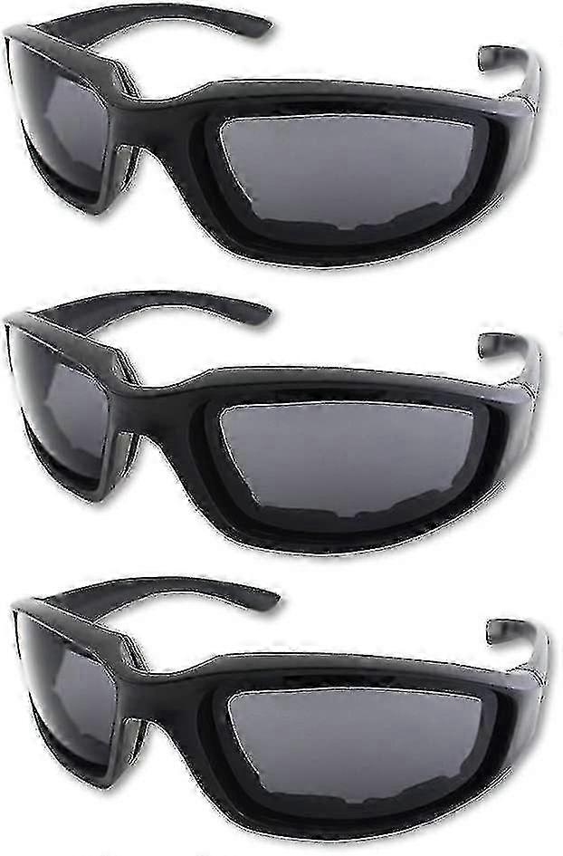 3pcs Cycle Riding Glasses Padding Goggles Uv D , Grey++yellow
