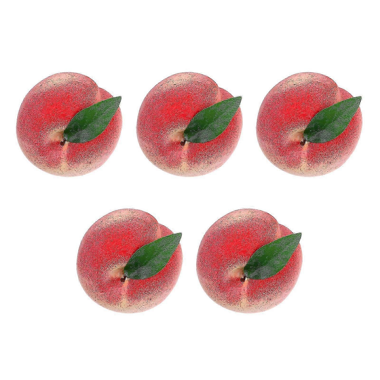 Simulated Peach Model Simulation Fruit Decor for 5Pcs Pack