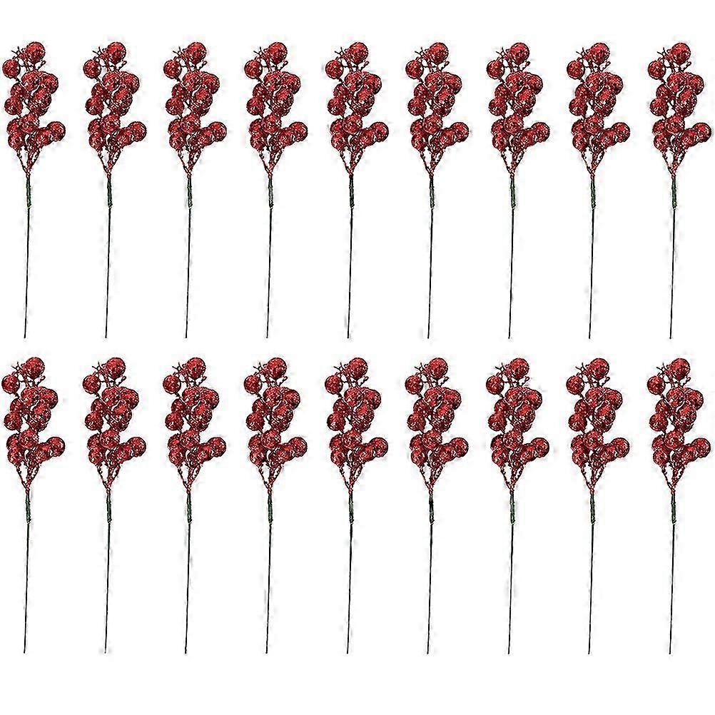 24Pcs Red Artificial Berry Branches Simulation Berries for Decor