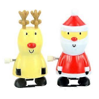 2 peças de Papai Noel de corda, brinquedos divertidos de desenho animado, educativos, lembrancinhas de festa, ótimo presente para crianças (veado + Papai Noel)