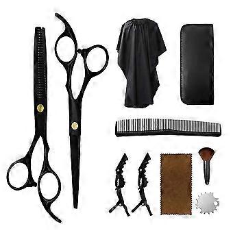 Haarschneideschere Set, Professionelle Haarschnittschere mit dünner werdender Schere Schwarz Friseurset (schwarz10pcs)