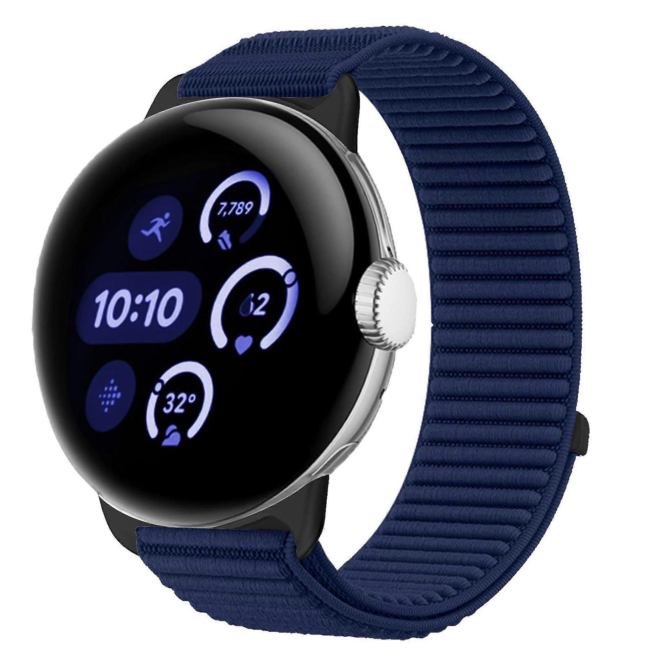 Nylon wristband for Google Pixel Watch 4 / 3 / 2 / 1 41mm Velcro closure D- Blue