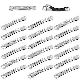 20 Pieces 8cm/3" Plain Blank DIY Craft Project Silver Metal French Hair Barrettes with Strong Hold Snap Hair Clips Accessories for Women Girls Teens