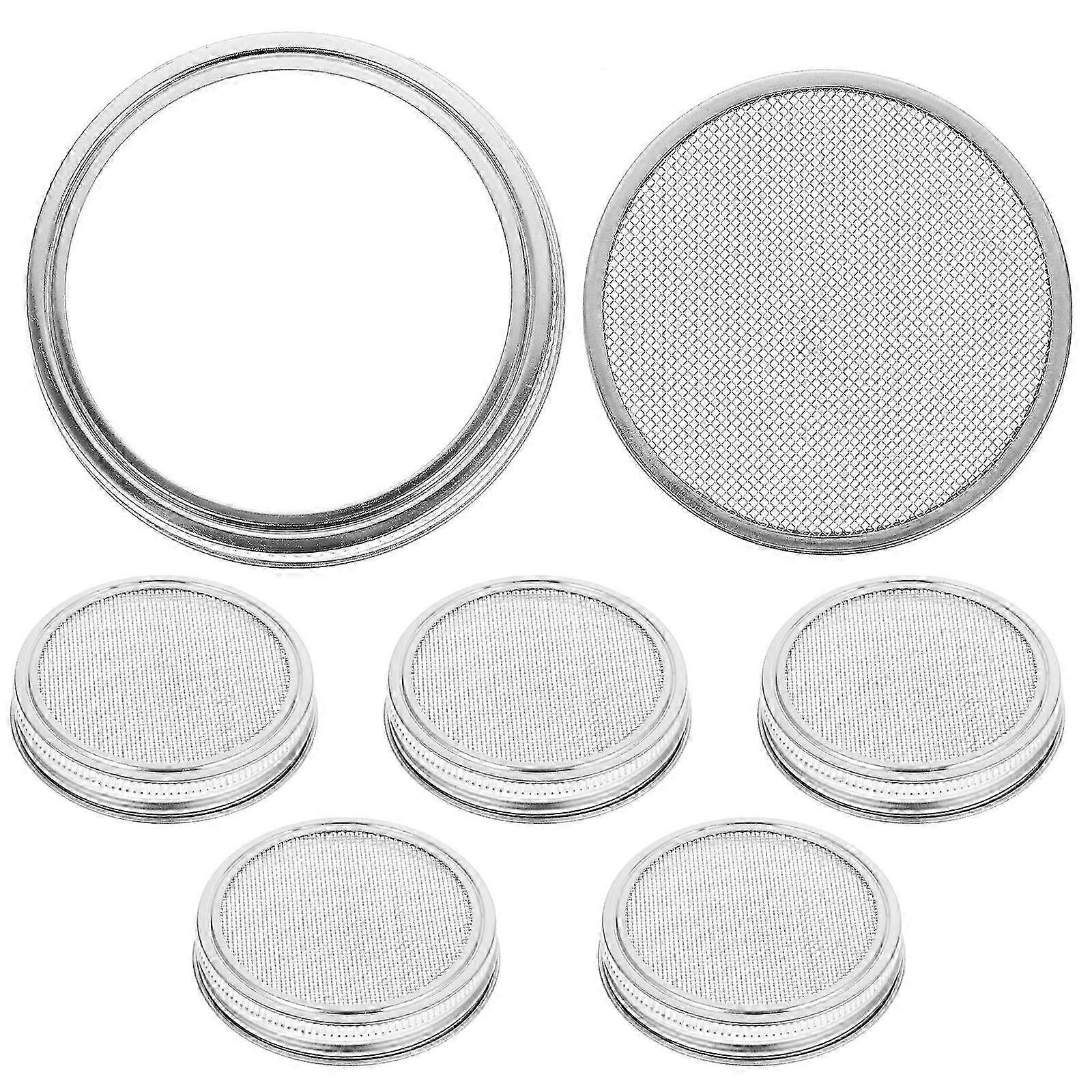 6Pcs Silver Wide Mouth Sprouting Jars Filter Lid for Mason Jars Draining Function