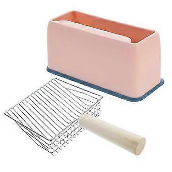 Sturdy Metal Cat Litter Scooper compatible with Cleaning 3Pcs Pink Scoop Set