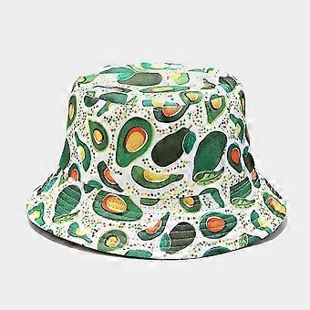 Sombrero de pescador reversible para mujer, con estampado de aguacate.