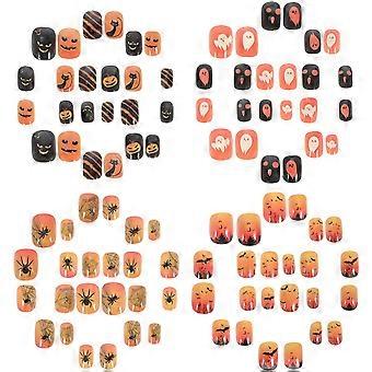 96pcs Halloween Faux Ongles Halloween Presse Sur Les Ongles Courts Faux Ongles Patchs pour Enfants