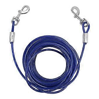 Dog Tie Out Cable Steel Wire Double Head Bite Resistant Outdoor Camping Dog Leash compatible with Small Medium Large Dogs Blue 6mmx10m / 0.24inx32.8ft