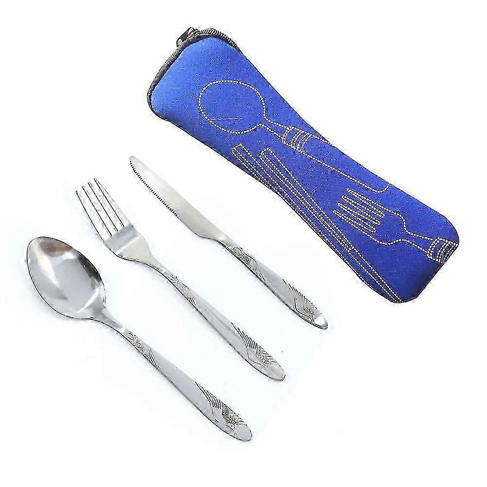 Stainless Steel Cutlery Set,dinnerware Portable Tableware Set,blue