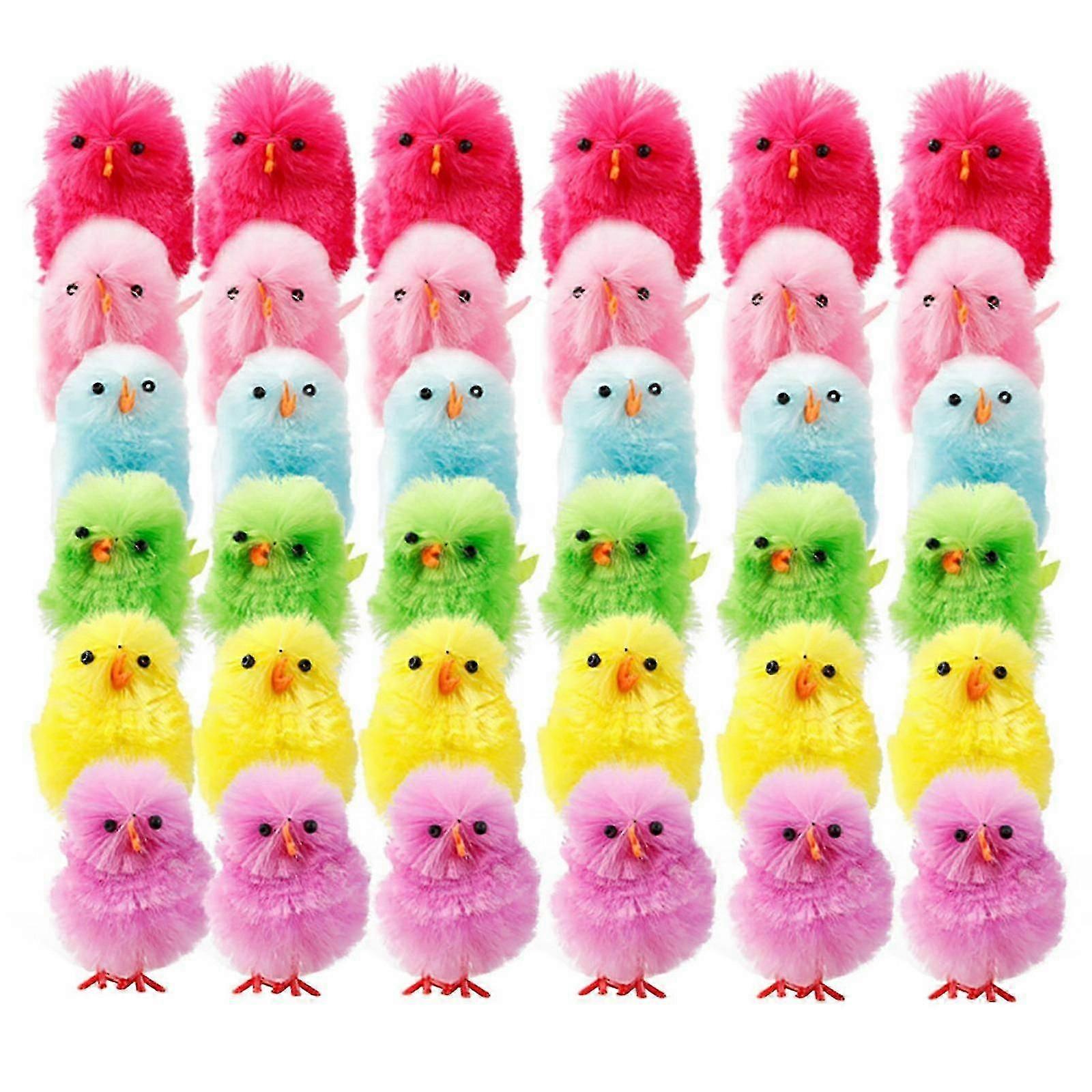 36-Piece Colorful Mini Easter Chenille Chicks Set for Easter Egg Hunting