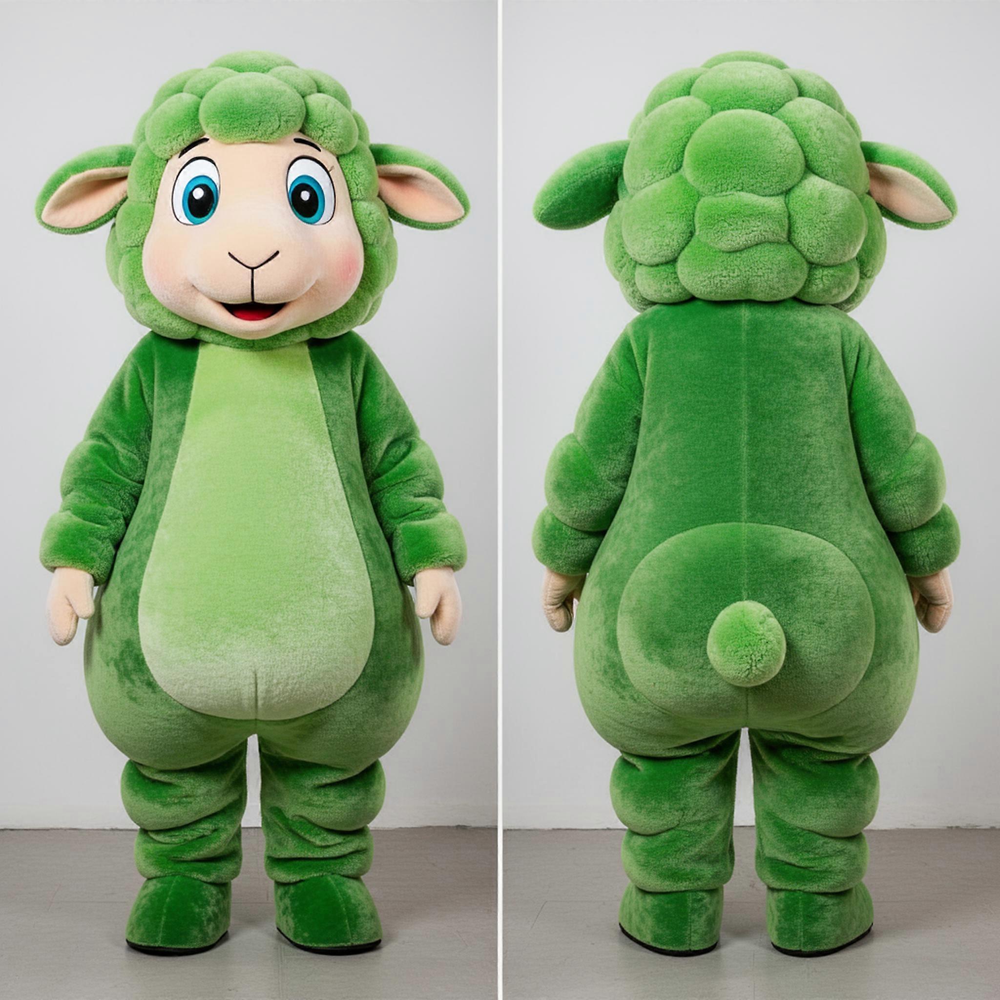 MASTICOT Velvety Green Broad Shouldered Sheep Mascot