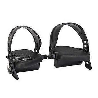Durable Exercise Bike Pedals with Adjustable Straps, Ergonomic, 9/16 Inch Thread, Compatible with Most Stationary Bikes, 1 Pair, Black