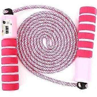 Hoppa rep barn, hoppa rep med räknare & bekväma handtag speed rep hopprep för fitness träning och boxning, rosa