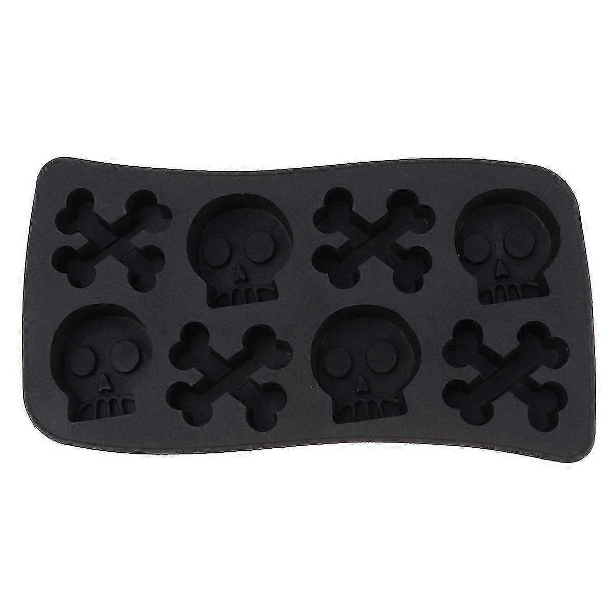 Black Skull Pattern Ice Cube Mold 3Pcs for Halloween Ice Making Use